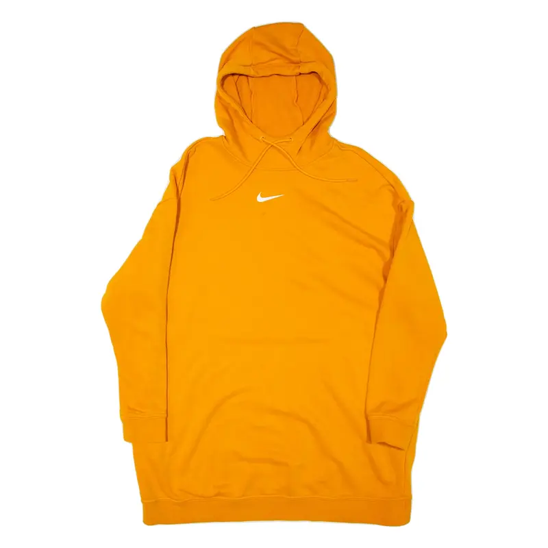NIKE Hooded Womens Jumper Dress Orange Long Sleeve Knee Length M