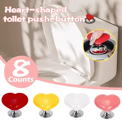 8 Counts Toilet Button Pusher, Love Heart Shaped Toilet Flusher Top Push Button Helper, Toilet Press Tool for Protect Long Na...