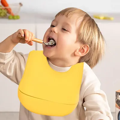 Thin Baby Bibs & Toddlers with Adjustable Strap and Food Catcher Pocket – Soft Waterproof Fabric Summer Casual Bib – Easy...