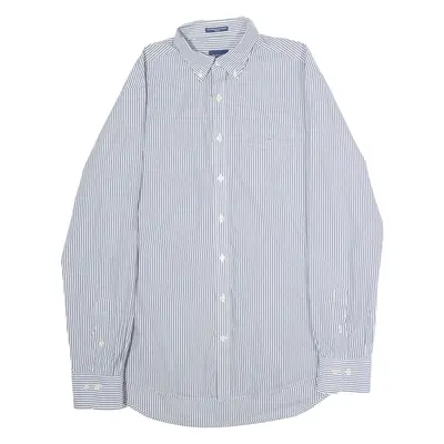 GANT Broadcloth Banker Mens Shirt Grey Striped Long Sleeve M