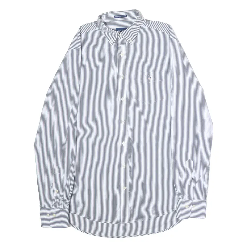 GANT Broadcloth Banker Mens Shirt Grey Striped Long Sleeve M