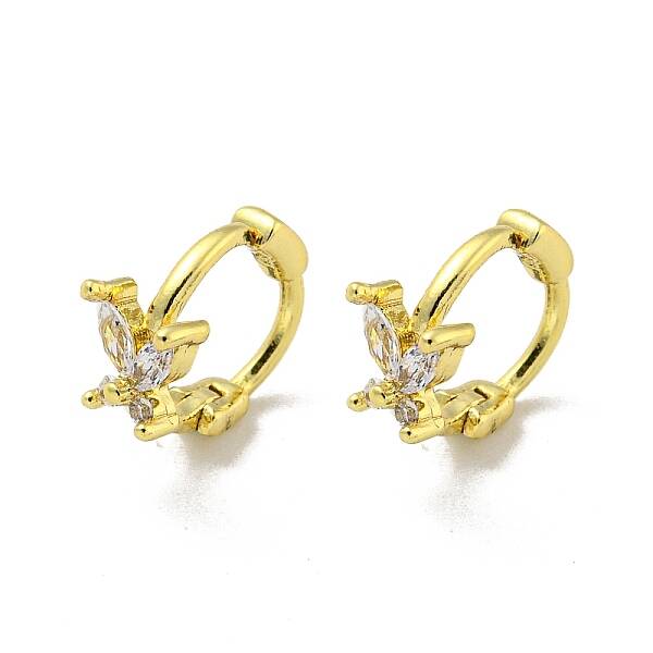 Brass Micro Pave Cubic Zirconia Hoop Earring