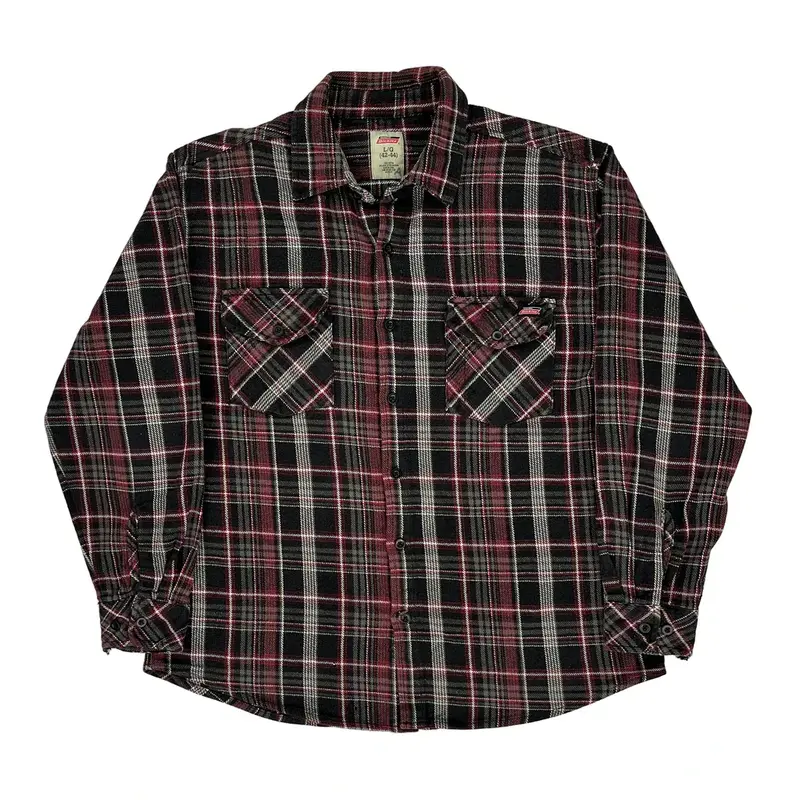 Dickies Checked Flannel Shirt - Large Red Cotton