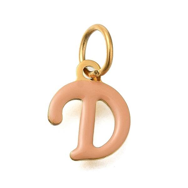 Ion Plating(IP) 304 Stainless Steel Enamel Alphabet Charms