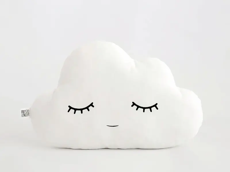 Set of 2 Pillows - White Cloud Pillow and Black Polka Dot Raindrop Pillow