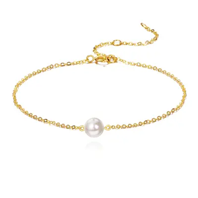 14K Gold Pearl Charm Bracelet