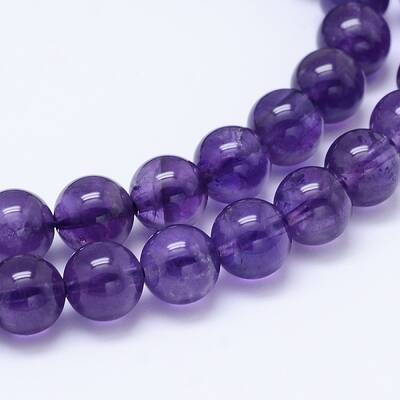 Round Natural Amethyst Bead Strands