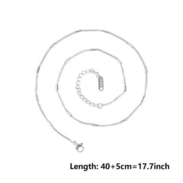 Non-Tarnish 2mm Unisex 304 Stainless Steel Curb Chains Necklaces with Tube