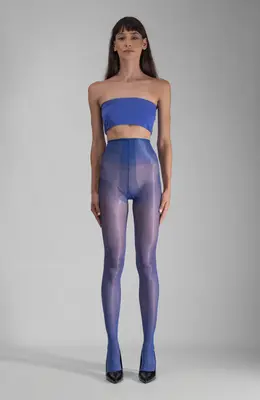 LECHERY® LUSTROUS SILKY SHINY 20 DENIER SHEER PANTYHOSE TIGHTS • BLUE | Size: S/M | Color: Blue