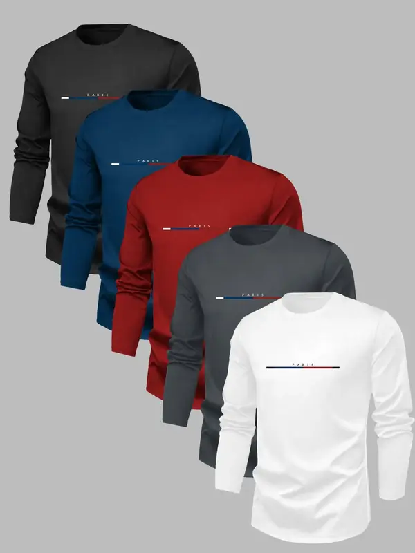 Men's Letter Print Thermal Lined Sweatshirt, Casual Regular Fit Long Sleeve Pullover for Fall & Winter, Men's Top for Daily W...