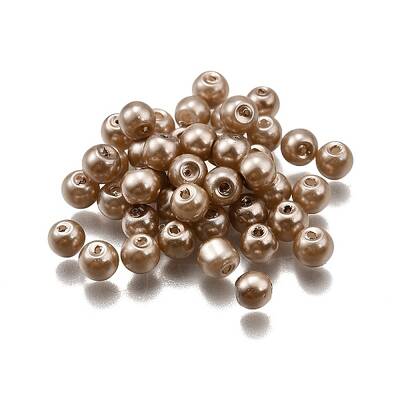 Baking Painted Pearlized Glass Pearl Round Beads
