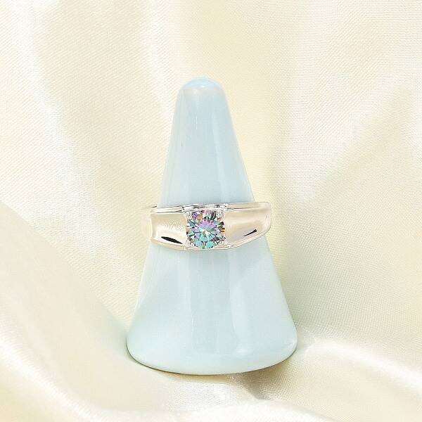 Rhodium Plated 925 Sterling Silver Moissanite Adjustable Rings for Women