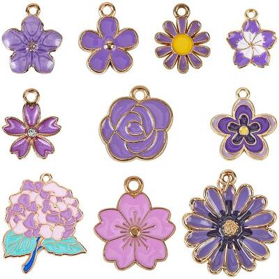 40Pcs 10 Styles Alloy Enamel Pendants