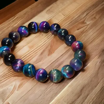 Galaxy Rainbow Tiger's Eye Crystal Bracelet 10mm Handmade Natural Healing Properties Daily Use US