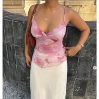Women's SummerFit Cami Tops Sexy V Neck Cami Tops Sleeveless Spaghetti Strap Floral Print Camisole Mesh Shirt,S-XL