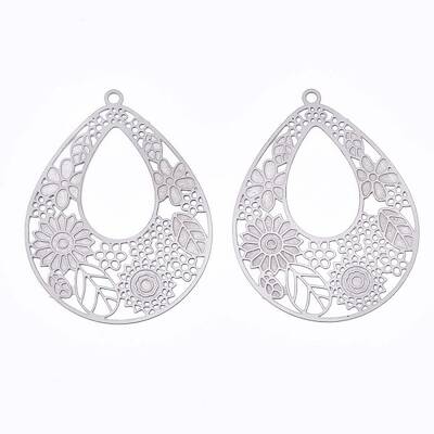 Non-Tarnish 304 Stainless Steel Filigree Pendants