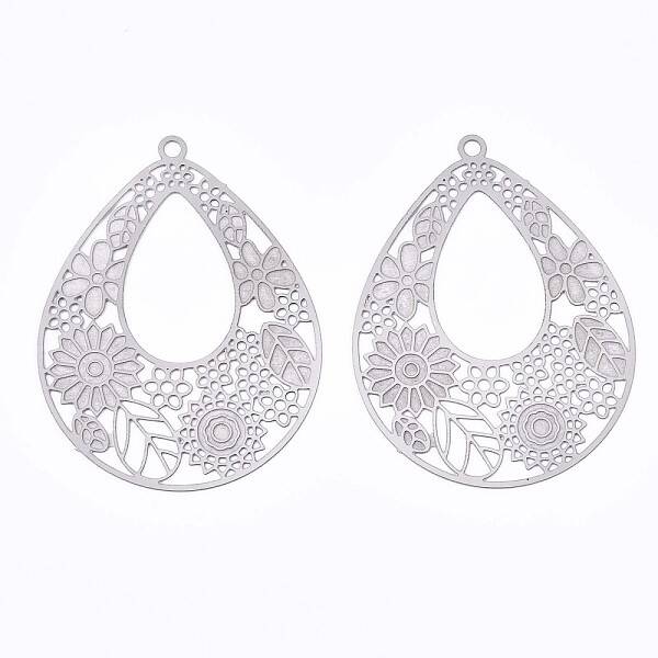 Non-Tarnish 304 Stainless Steel Filigree Pendants