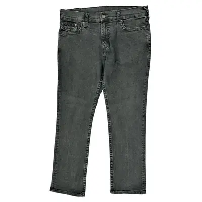 True Religion Slim Fit Jeans - 35W 31L Grey Cotton Blend