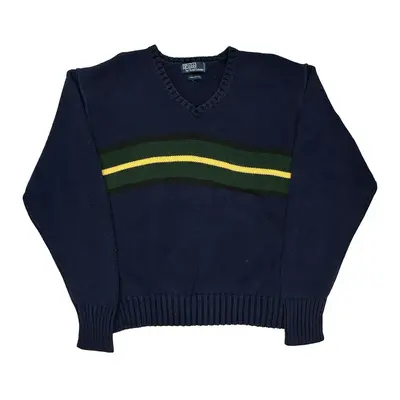 Polo By Ralph Lauren V-Neck Jumper - XL Navy Cotton