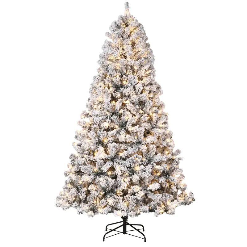 Garvee 4.5FT Pre-Lit Artificial Christmas Tree with 100 Warm White LEDs, Snow-Flocked 340 PVC Branches, Foldable Stand, Easy ...