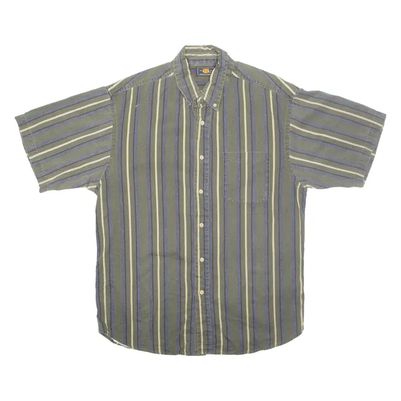 ROUTE 66 Mens Shirt Green Pinstripe M