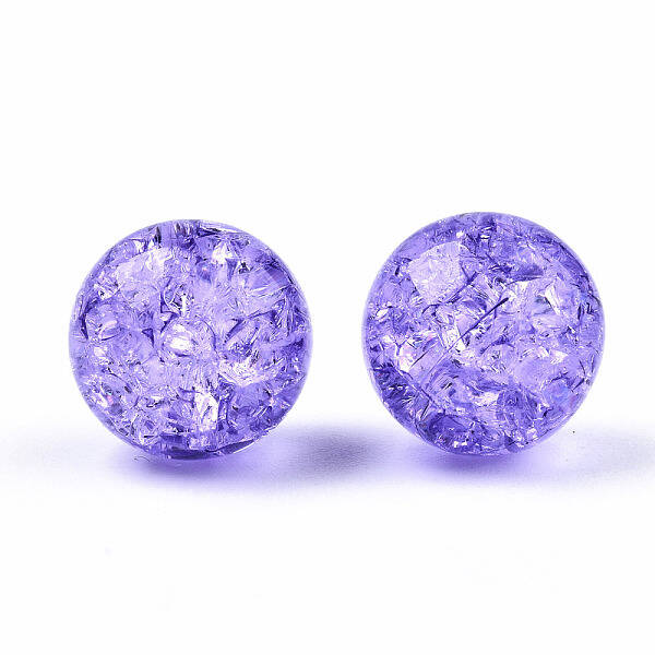 Transparent Crackle Acrylic Round Beads Strands