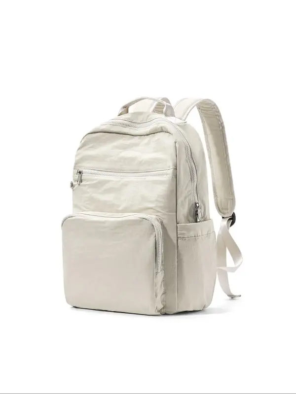 Casual Plain Backpack, Large Capacity Travel Backpack, Anti-theft Zipper Backpack, Versatile Backpack for Men & Women