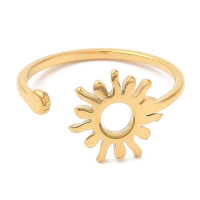 Ion Plating(IP) 304 Stainless Steel Sun Open Cuff Ring for Women