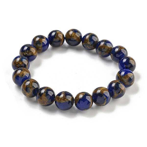 Round Synthetic Gold Clinquant Stone Stretch Bracekets