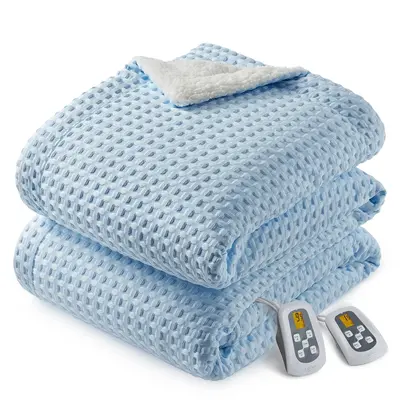 Garvee Heated Blanket King Size with LCD Dual Controller, Waffle Weave Fast Heating Electric Blankets, 10 Heat Levels & 1-12H...
