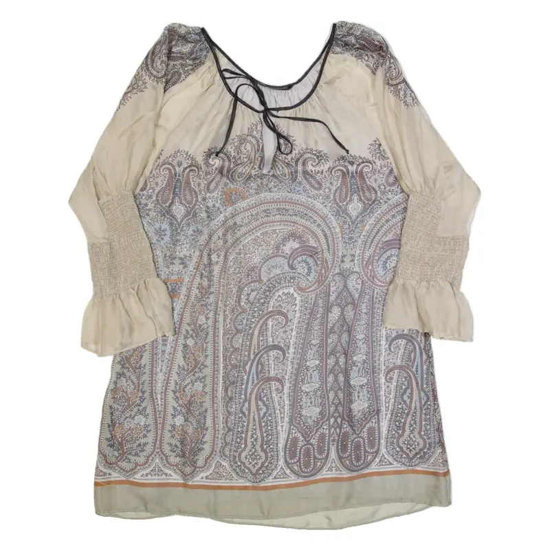 ZARA WOMAN Womens Shift Dress Grey Paisley Long Sleeve Short M