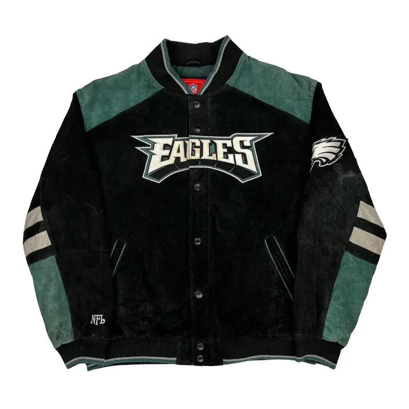 Philadelphia Eagles Nfl Oversized Varsity Jacket - 4XL Black Suede