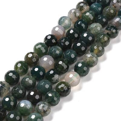 Natural Moss Agate Beads Strands