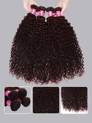 Nadula 4 Bundles Reddish Brown Curly Hair Bundles 100% Human Hair Extension