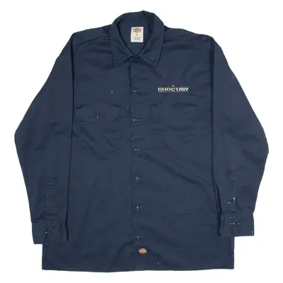 DICKIES Choctaw Mens Worker Shirt Blue Long Sleeve L