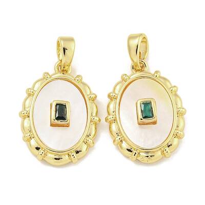 Brass with Cubic Zirconia with Sea Shell Pendant