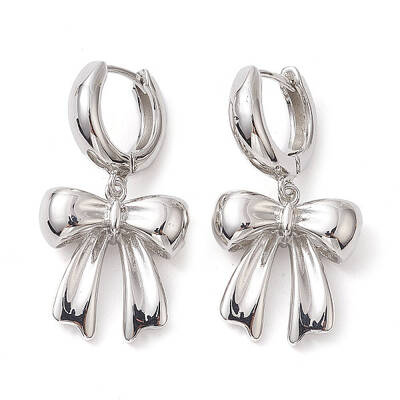Bowknot Brass Dangle Hoop Earrings