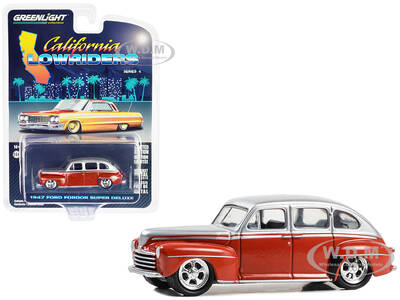 1947 Ford Fordor Super Deluxe Lowrider Red and Silver Metallic \