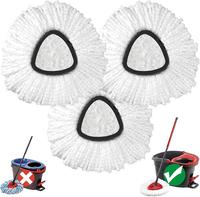 Mop head replacement parts: 3-piece rotating mop replacement heads. Strong cleaning ability, made of superfine fiber, a helpe...
