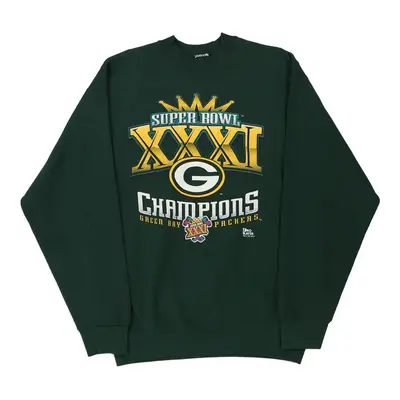 Green Bay Packers Super Bowl XXXI Pro Player NFL Sweatshirt - Large Green Cotton Blend