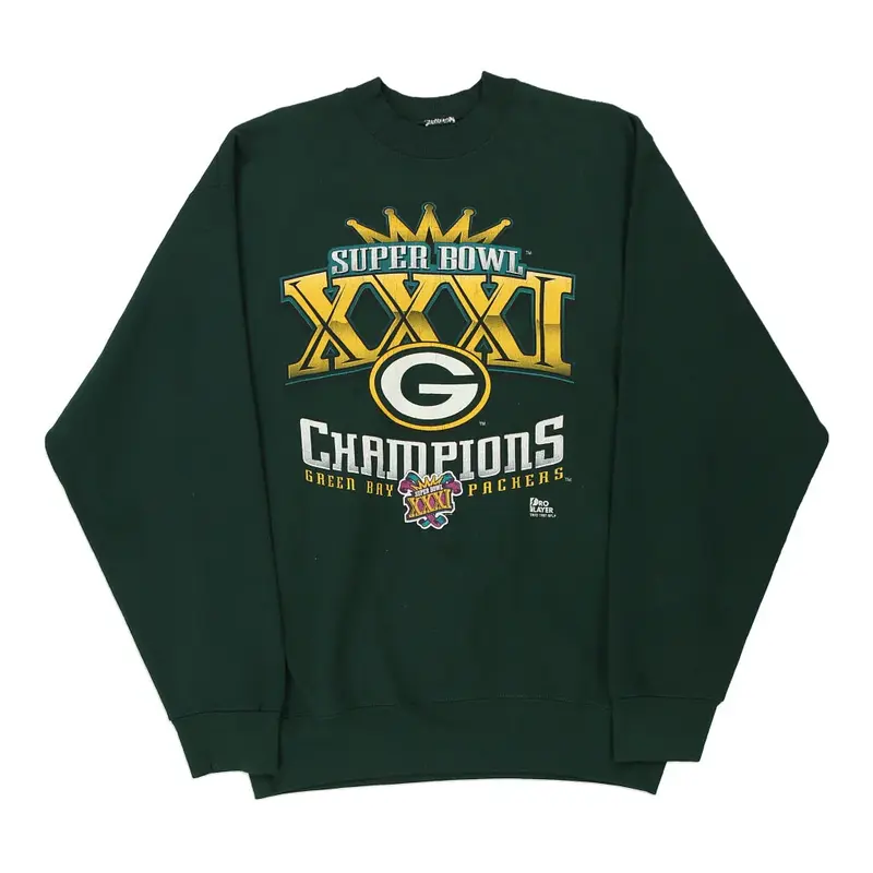 Green Bay Packers Super Bowl XXXI Pro Player NFL Sweatshirt - Large Green Cotton Blend