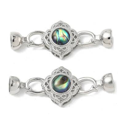 Brass Natural Paua Shell Fold Over Clasps