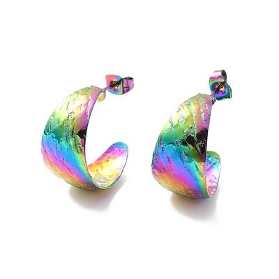Ion Plating(IP) 304 Stainless Steel Chunky C-shape Stud Earrings