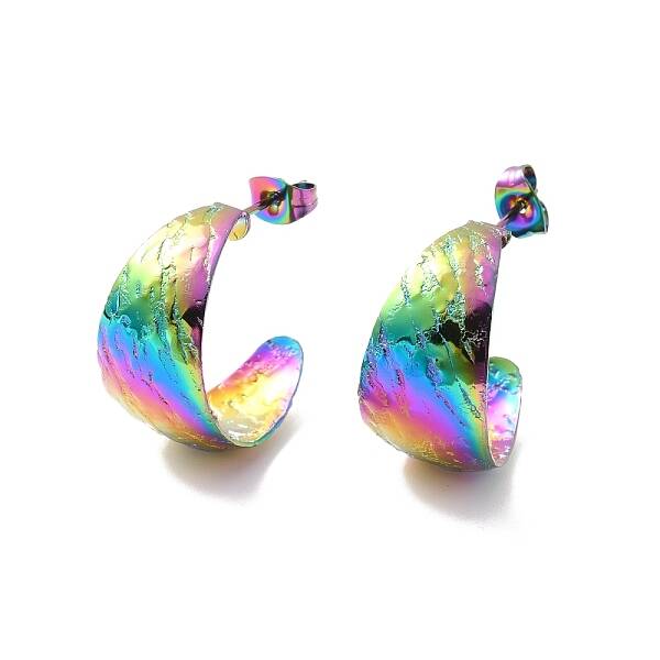 Ion Plating(IP) 304 Stainless Steel Chunky C-shape Stud Earrings