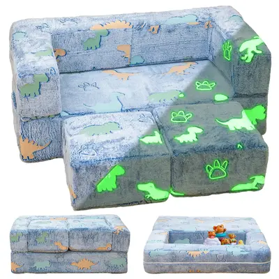 Kidmoze Play Couch,Glow in The Dark Play Couch Couch,Nugget Couch,Convertible Fold Out Play Foam and Floor Cushion for Bedroo...