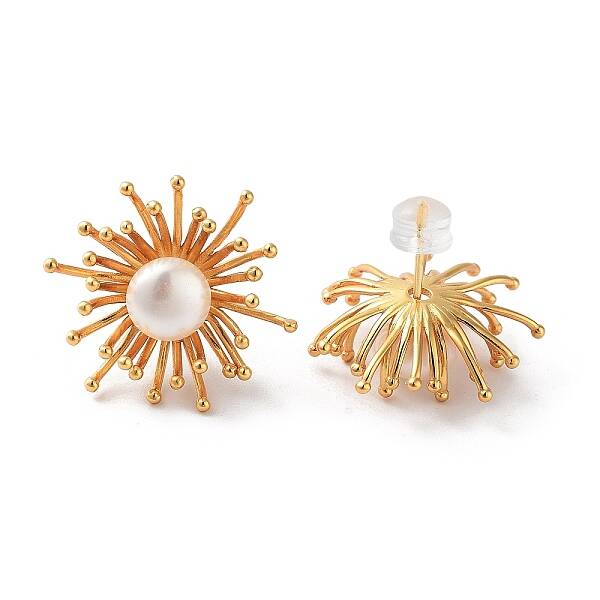 Flower Natural Pearl Stud Earrings for Women