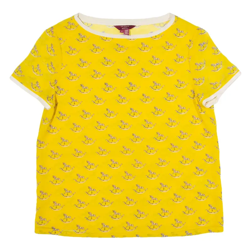 TED BAKER Sheer Womens Printed Top Yellow M