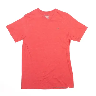 CALVIN KLEIN Red V-Neck Short Sleeve T-Shirt Boys XL