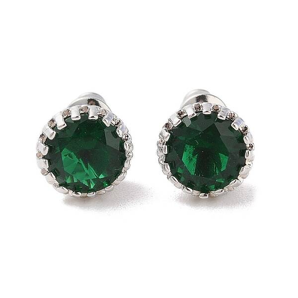Rack Plating Brass Pave Single Cubic Zirconia Stud Earrings