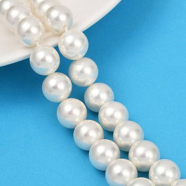 AB Color Plated Shell Pearl Round Beads Strands